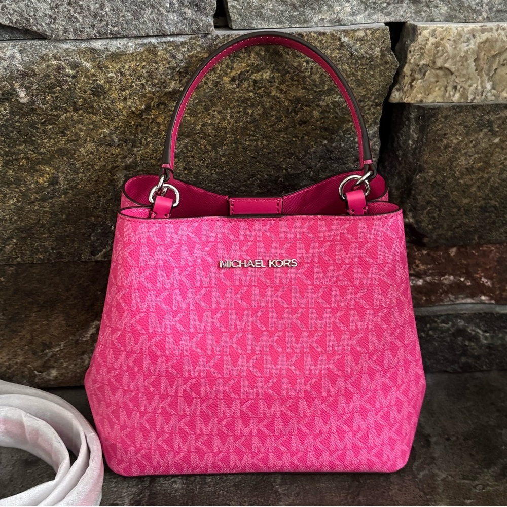 Michael Kors Pratt Small Logo Bucket Crossbody Shoulder Bag - Picture 15 of 16